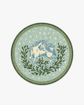 Woodland Wanderer Unicorn Green Rug