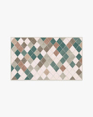 Diamond Mosaic Neutral Teal Rug