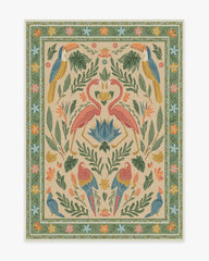 Birds Of A Feather Green & Peach Rug by Iris Apfel
