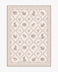 Squirrel & Hedgehog Fawn Rug by Sanderson