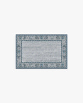 Vintage Daisy Bordered Blue Rug