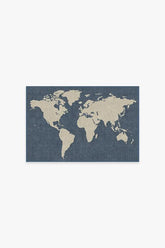 World Map Blue Rug