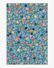 Botanical Whimsy Dots Blue Rug