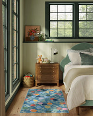 Botanical Whimsy Dots Blue Rug