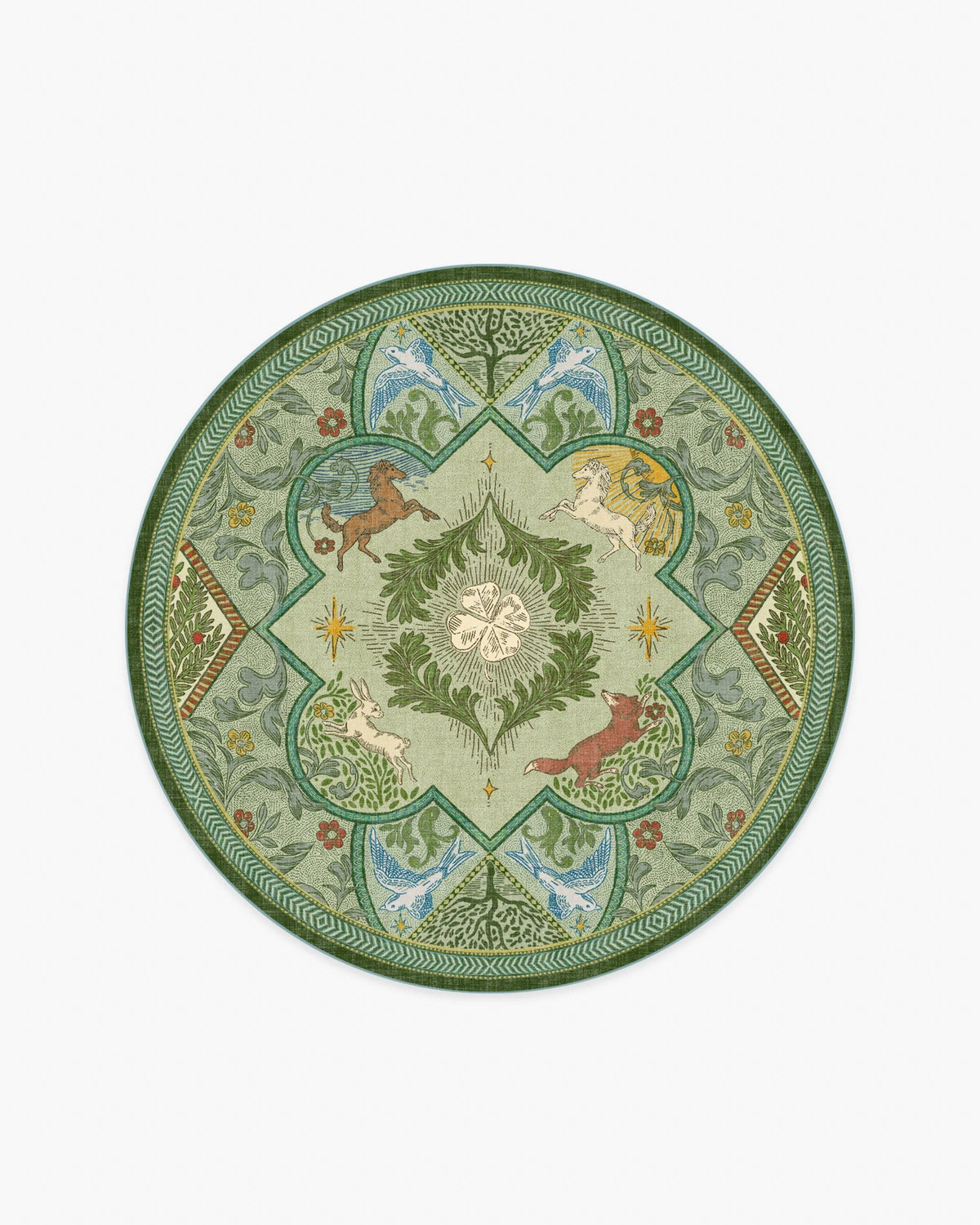 Woodland Wanderer Medallion Green Rug