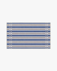Helen Varsity Stripe Taupe & Blue Rug by Humberto Leon